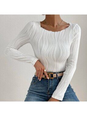 White Frenchy Silky Textured  Round Neck Tee